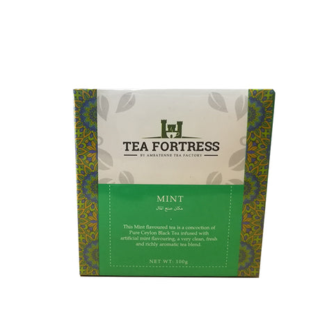 Tea Fortress Mint Flavoured Pure Ceylon Black Tea, Loose Tea 100g