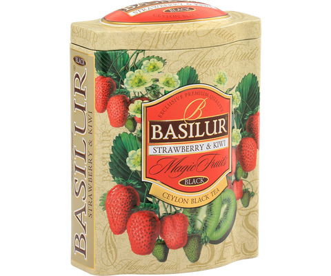 Basilur Magic Fruits Strawberry and Kiwi Flavoured Ceylon Tea Tin Caddy