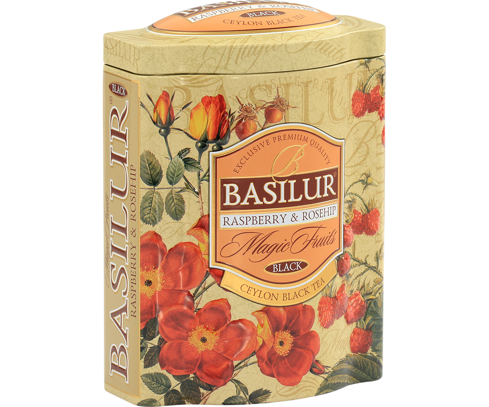 Basilur Magic Fruits Raspberry and Rosehip Flavoured Ceylon Tea Tin Caddy