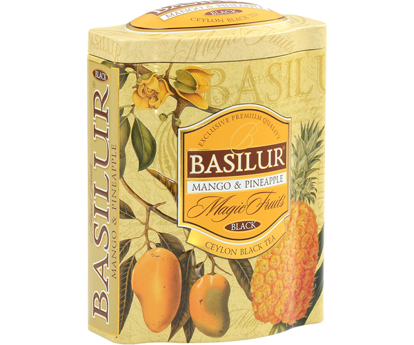 Basilur Magic Fruits Mango and Pineapple Flavoured Ceylon Tea Tin Caddy