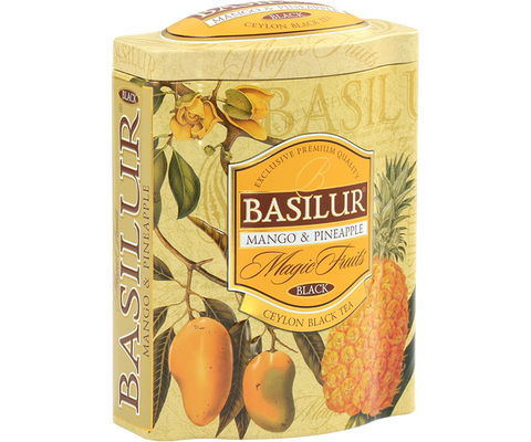 Basilur Magic Fruits Mango and Pineapple Flavoured Ceylon Tea Tin Caddy