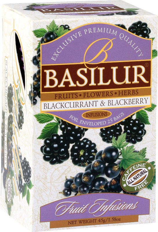 Basilur Fruit Infusions Blackcurrant And Blackberry Tea, 25 Count Tea Bags