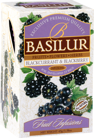 Basilur Fruit Infusions Blackcurrant And Blackberry Tea, 25 Count Tea Bags