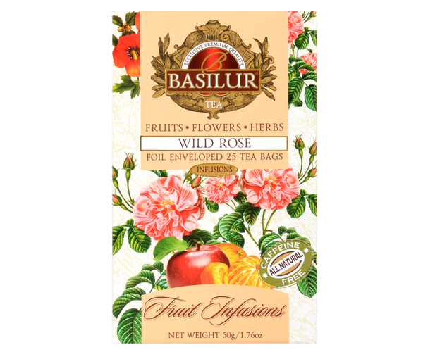 Basilur Fruit Infusions Wild Rose Tea, 25 Count Tea Bags