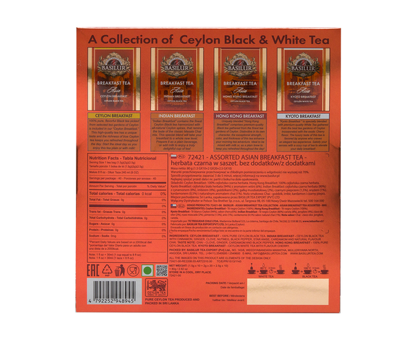 Basilur Asia Breakfast Assorted Tea, 40 Count Tea Bags