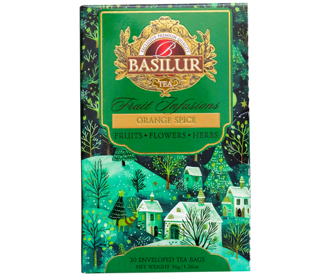 Basilur Fruit Infusions Christmas Flavors Orange Spice Tea, 20 Count Tea Bags
