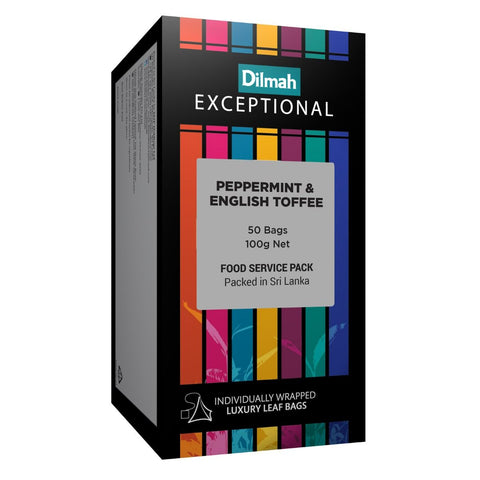 Dilmah Exceptional Peppermint And English Toffee Tea, 50 Count Tea Bags