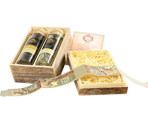 Basilur Luxury Silver Tips and Tippy Tea Wooden Gift Box