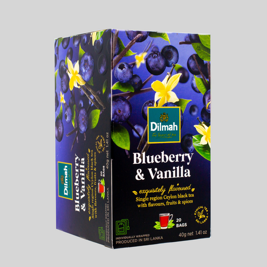 Dilmah Blueberry And Vanilla Flavoured Ceylon Black Tea, 20 Count Tea Bags