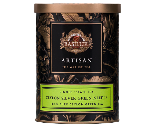 Basilur Artisan Collection Ceylon Silver Green Needle Tin, Loose Tea 60g