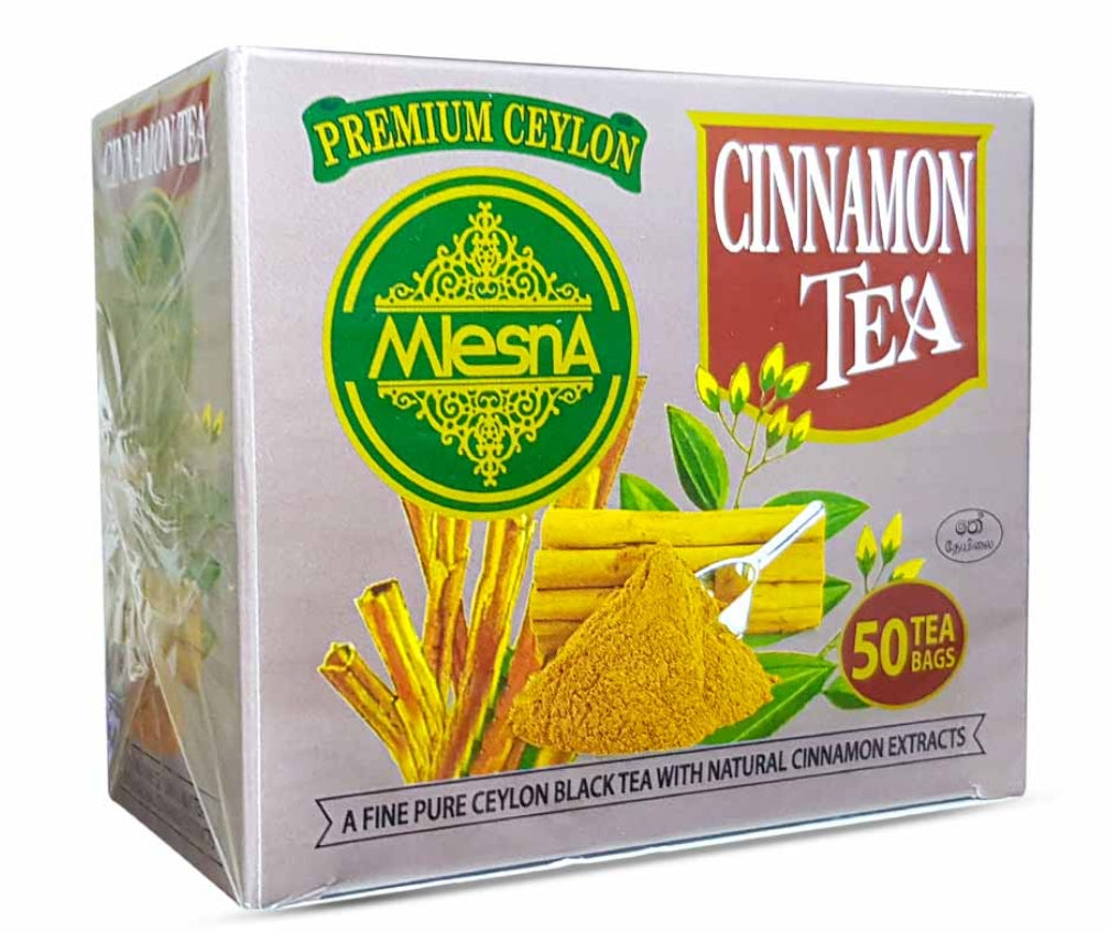 Mlesna Cinnamon Flavoured Ceylon Tea, 50 Count Tea Bags