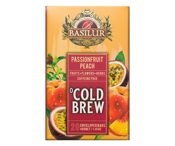 Basilur Cold Brew Passionfruit Peach Tea, 20 Count Tea Bags