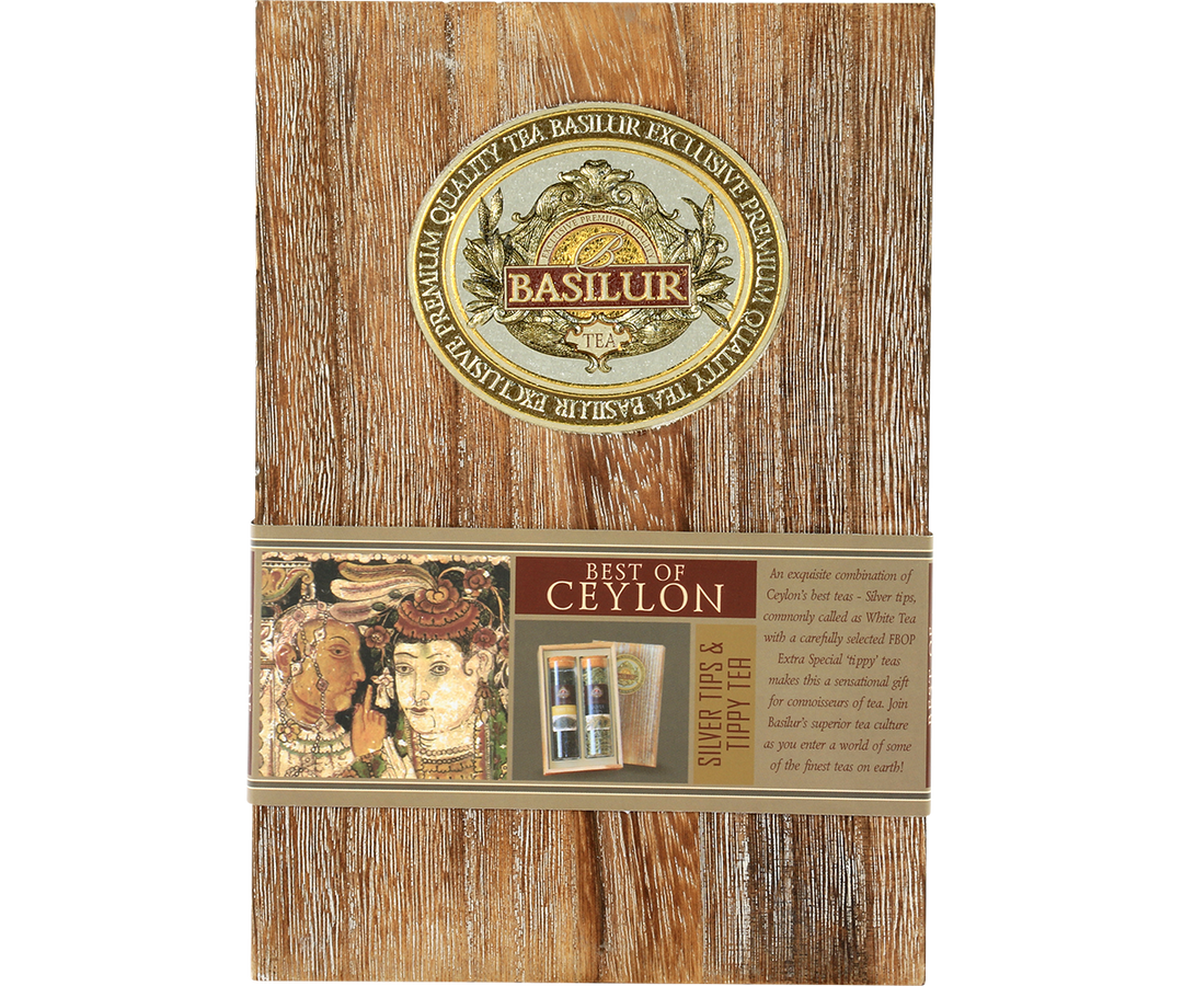 Basilur Luxury Silver Tips and Tippy Tea Wooden Gift Box