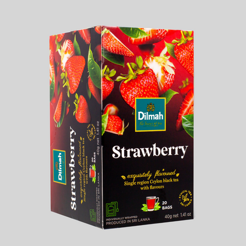 Dilmah Strawberry Flavoured Ceylon Black Tea, 20 Count Tea Bags