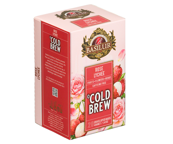 Basilur Cold Brew Rose Lychee Tea, 20 Count Tea Bags