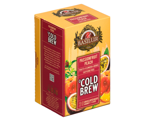 Basilur Cold Brew Passionfruit Peach Tea, 20 Count Tea Bags