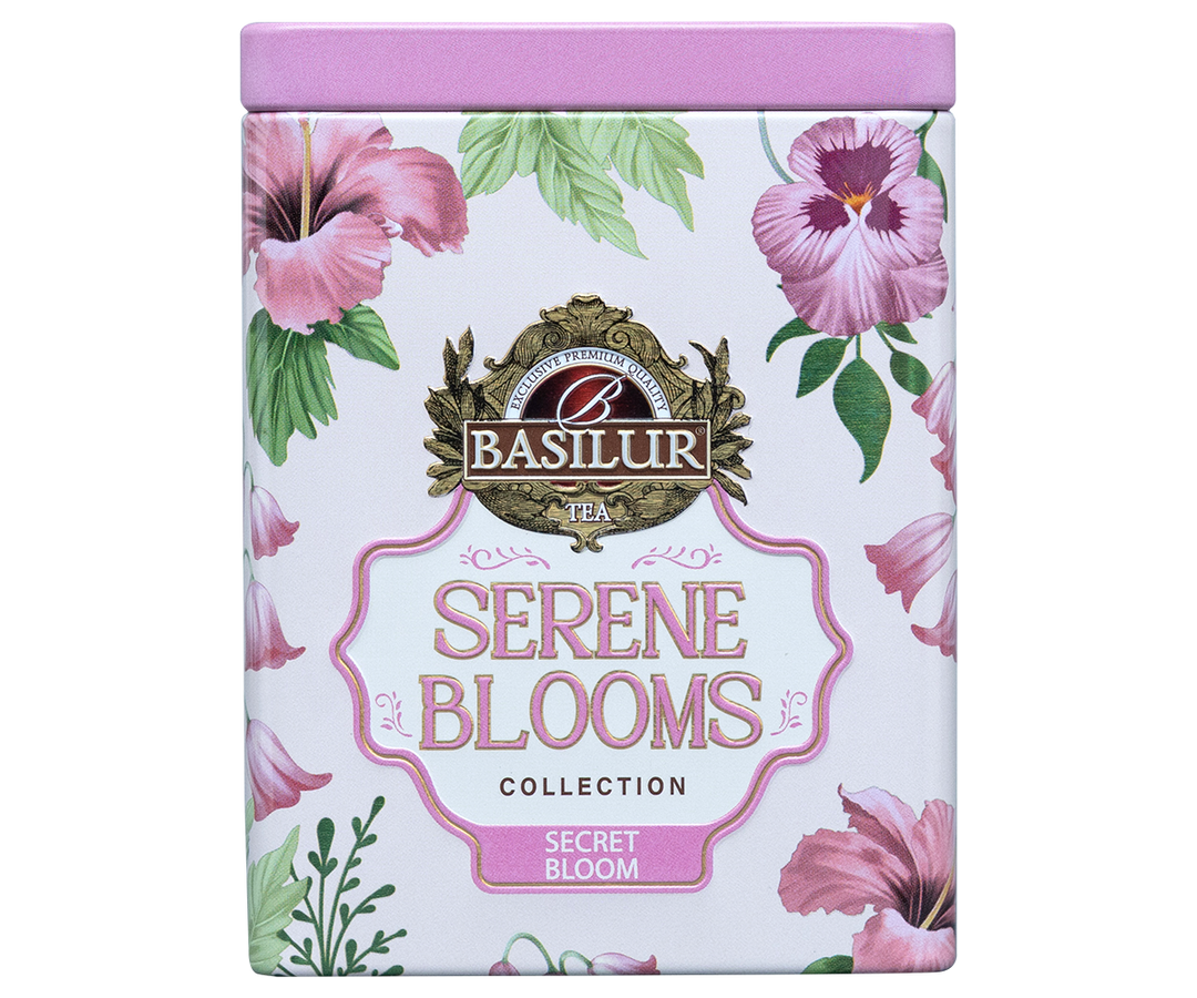Basilur Serene Blooms Secret Bloom Luxury Tin Caddy , Loose Leaf Black Tea 75g