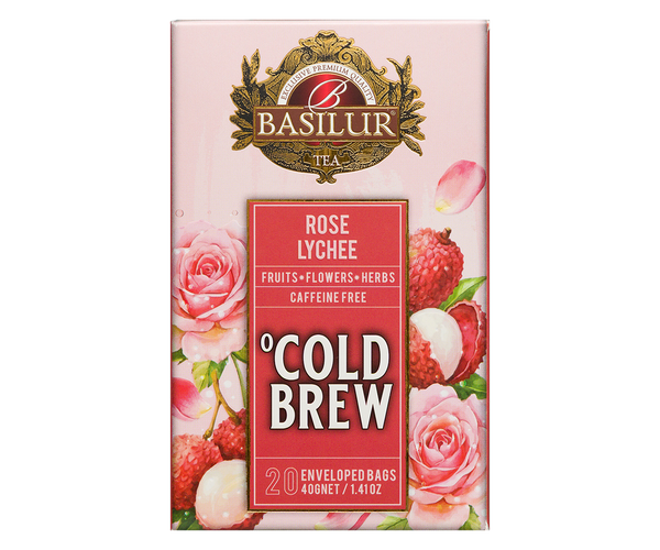 Basilur Cold Brew Rose Lychee Tea, 20 Count Tea Bags