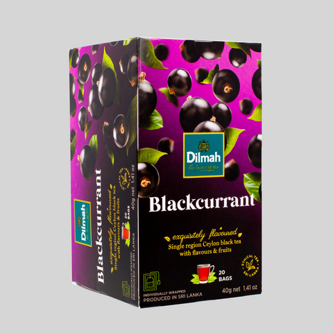 Dilmah Blackcurrant Flavoured Ceylon Black Tea, 20 Count Tea Bags