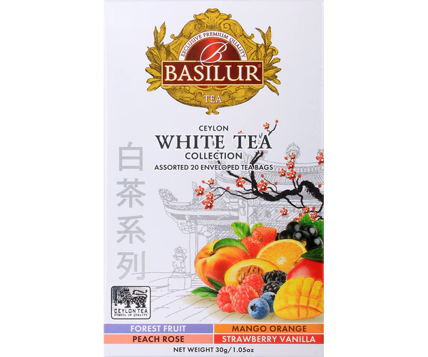 Basilur White Tea Collection Assorted Tea, 20 Count Tea Bags