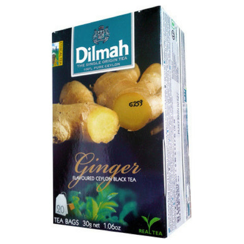 Dilmah Ginger Flavoured Ceylon Black Tea, 20 Count Tea Bags