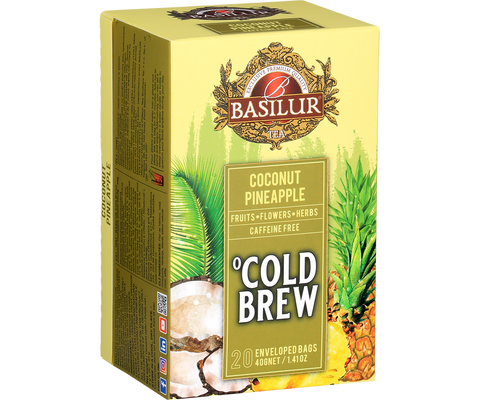 Basilur Cold Brew ココナッツ パイナップル ティー、20 カウント ティーバッグ