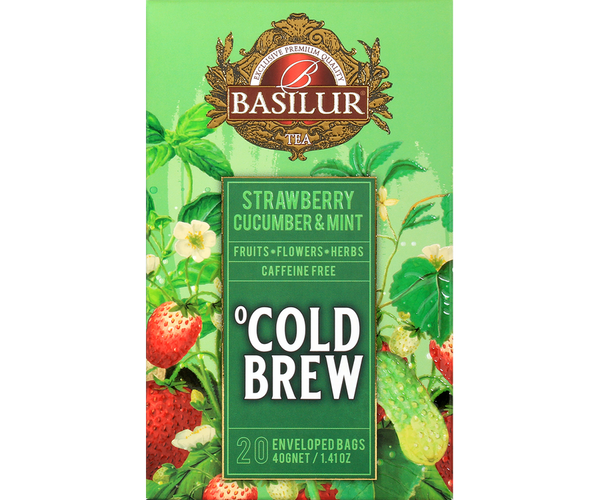 Basilur Cold Brew Strawberry Cucumber And Mint Tea, 20 Count Tea Bags