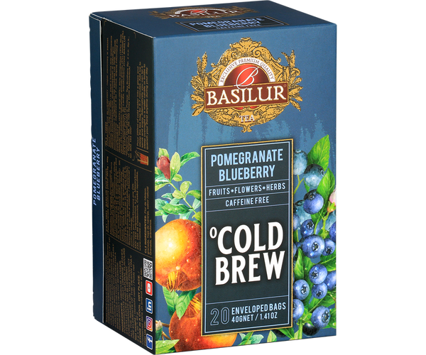 Basilur Cold Brew Pomegranate Blueberry Tea, 20 Count Tea Bags