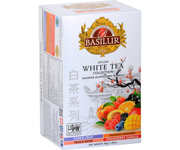 Basilur White Tea Collection Assorted Tea, 20 Count Tea Bags
