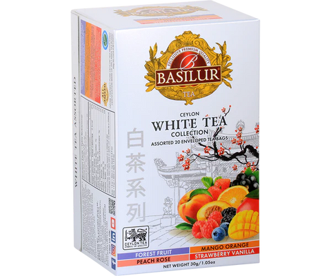 Basilur White Tea Collection Assorted Tea, 20 Count Tea Bags