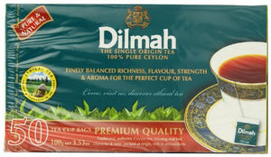 Dilmah プレミアム 100% ピュア セイロン ティー、50 カウント ティーバッグ
