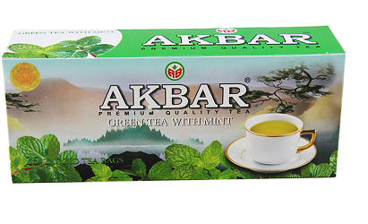 Akbar Green Tea with Mint, 100 Count Tea Bags