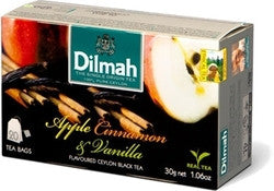 Dilmah Apple Cinnamon And Vanilla Flavoured Ceylon Black Tea, 20 Count Tea Bags