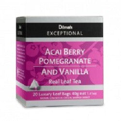 Dilmah Exceptional Acai Berry Pomegranate And Vanilla Tea, 20 Count Tea Bags