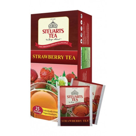 Steuarts Strawberry Flavoured Ceylon Black Tea, 25 Count Tea Bags