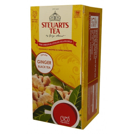 Steuarts ジンジャー風味のセイロン紅茶、25 カウント ティーバッグ