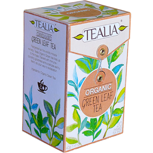 Tealia Organic Green Leaf Tea, 20 Count Tea Bags