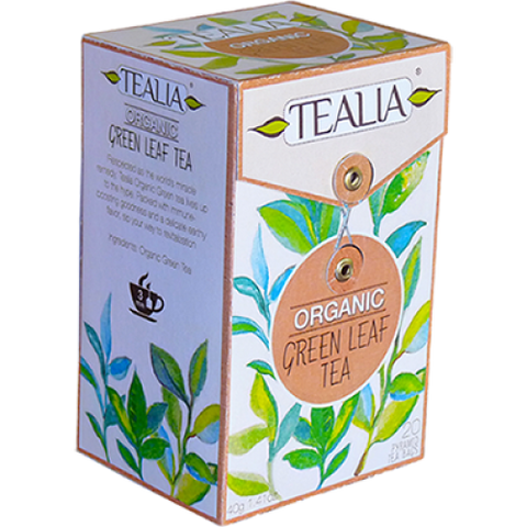 Tealia Organic Green Leaf Tea, 20 Count Tea Bags