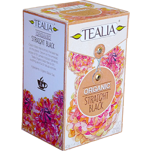 Tealia Organic Straight Black Tea, 20 Count Tea Bags