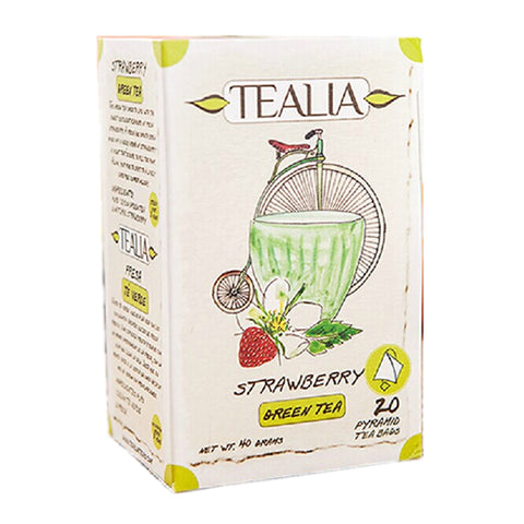 Tealia いちご緑茶、20 カウント ティーバッグ