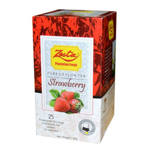 Zesta Strawberry Flavoured Ceylon Black Tea, 25 Count Tea Bags