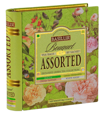 Basilur Tea Book Bouquet Assorted Tea, 32 Count Tea Bags