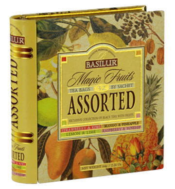 Basilur Tea Book Magic Fruits Assorted Tea, 32 Count Tea Bags