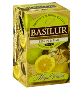 Basilur Magic Fruits Lemon and Lime Flavoured Ceylon Tea, 25 Count Tea Bags