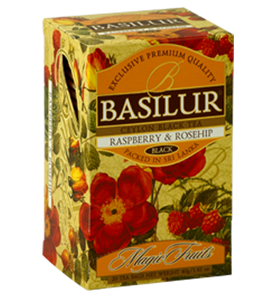 Basilur Magic Fruits Raspberry and Rosehip Flavoured Ceylon Tea, 20 Count Tea Bags