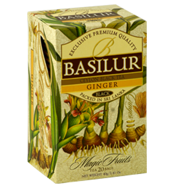 Basilur Magic Fruits Ginger Flavoured Ceylon Tea, 25 Count Tea Bags