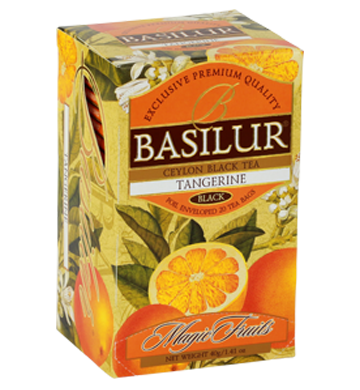 Basilur Magic Fruits Tangerine Flavoured Ceylon Tea, 25 Count Tea Bags