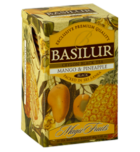 Basilur Magic Fruits Mango and Pineapple Flavoured Ceylon Tea, 25 Count Tea Bags