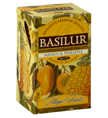 Basilur Magic Fruits マンゴーとパイナップル風味のセイロンティー、20 カウント ティーバッグ