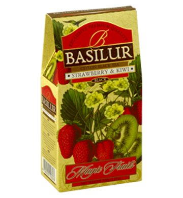 Basilur Magic Fruits ストロベリーとキウイ風味のセイロンティー、ルースティー 100g 